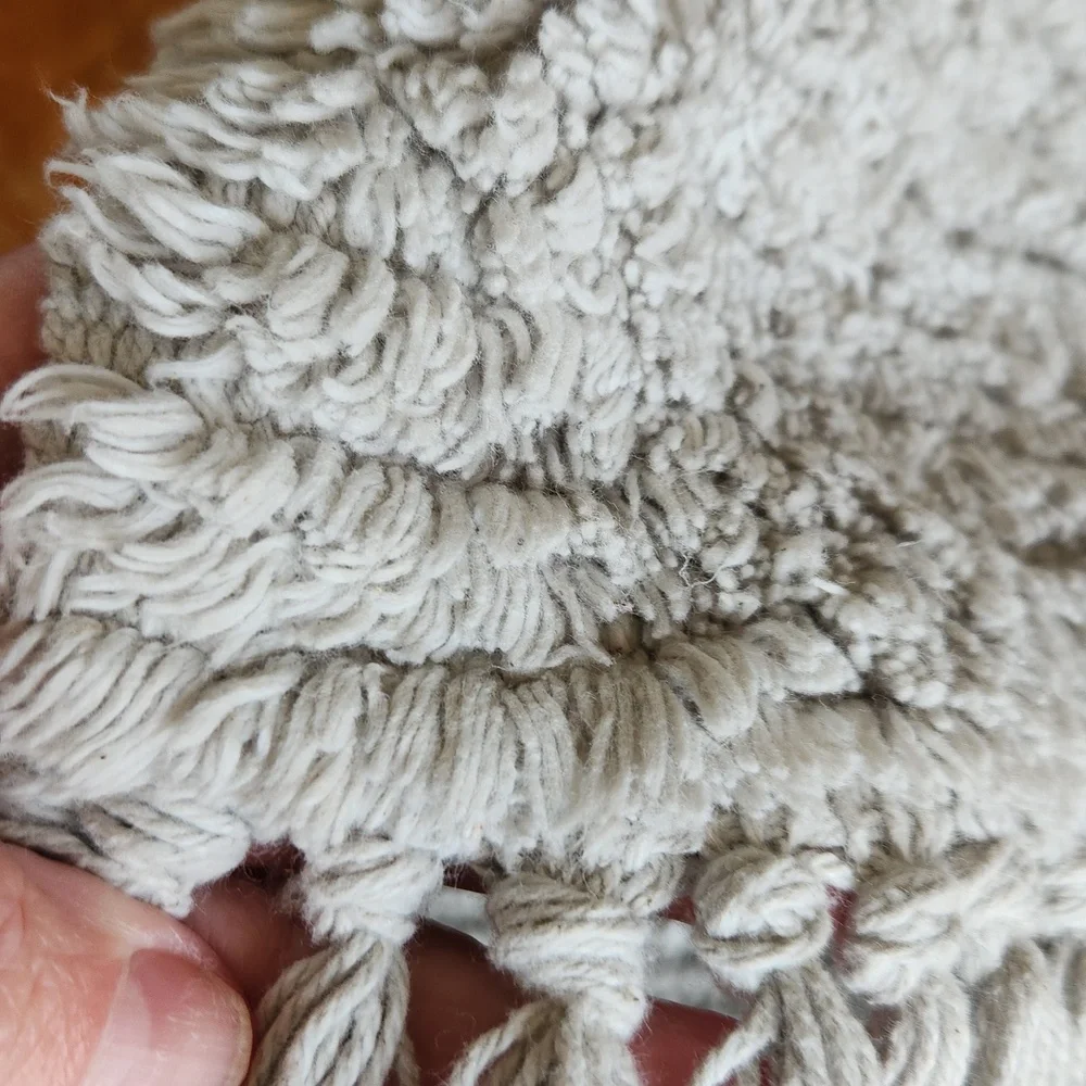 Boho Bath Mat‎ Rug with Tassels Gray Cotton